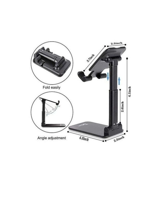 DUSALA Cell Phone Stand Adjustable Foldable Desktop Tablet Stand Holder | Universal Mobile Phone Stand for Desk | Double Adjustable Phone Holder Compatible with iPhone, Android, iPad, Tablet | Foldable Phone Dock with Anti-Slip Base - Image 2