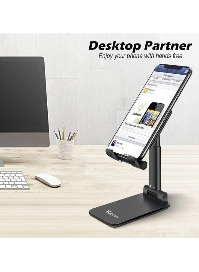 DUSALA Cell Phone Stand Adjustable Foldable Desktop Tablet Stand Holder | Universal Mobile Phone Stand for Desk | Double Adjustable Phone Holder Compatible with iPhone, Android, iPad, Tablet | Foldable Phone Dock with Anti-Slip Base - Image 4