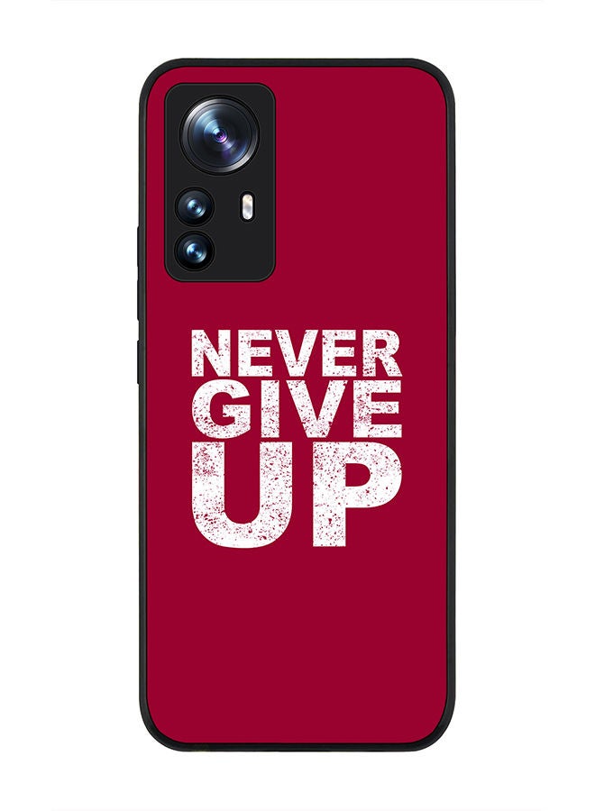 Stylizedd Rugged Black edge case for Xiaomi 12 / Xiaomi 12X Slim fit Soft Case Flexible Rubber Edges Anti Drop TPU Gel Thin Cover - Never ever give up - Image 1
