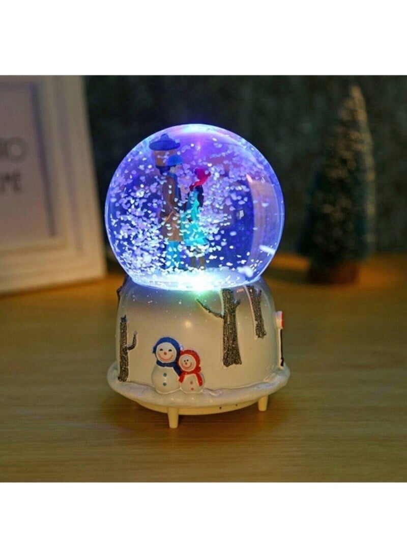 Knittingtr - Romantic Couple Sitting Under the Street Lamp Lighted Musical Snow Globe - Image 1