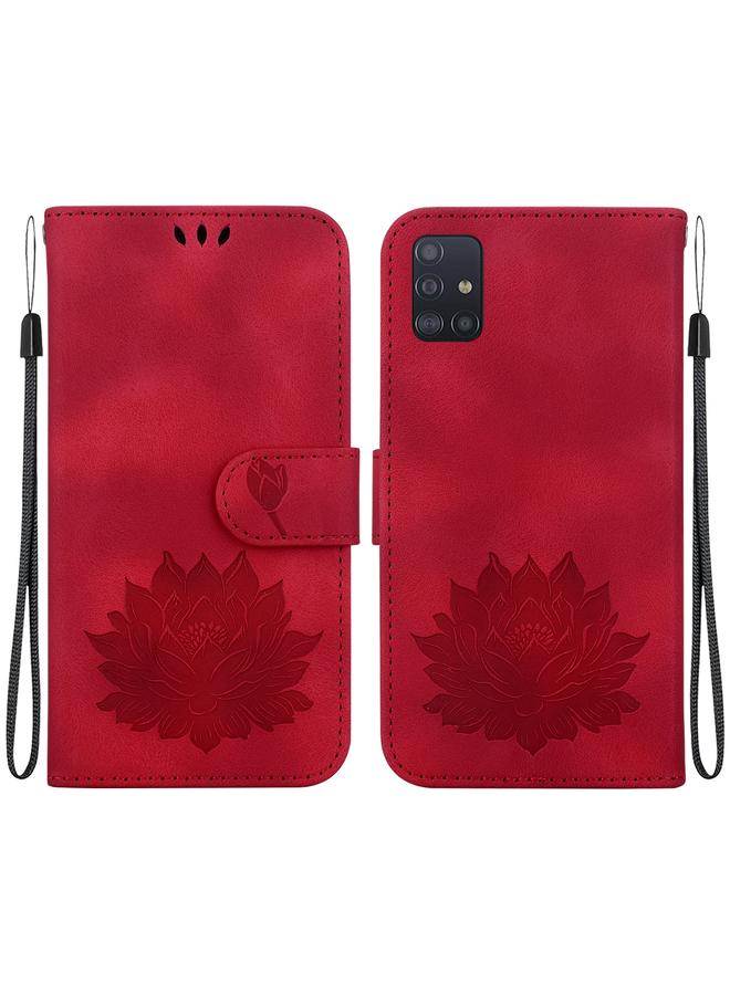 erorex Case For Samsung Galaxy A51 5G Lotus Embossed Leather Phone Case  - Image 1