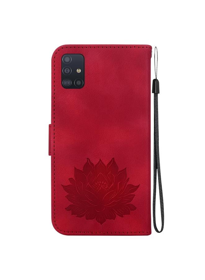 erorex Case For Samsung Galaxy A51 5G Lotus Embossed Leather Phone Case  - Image 3
