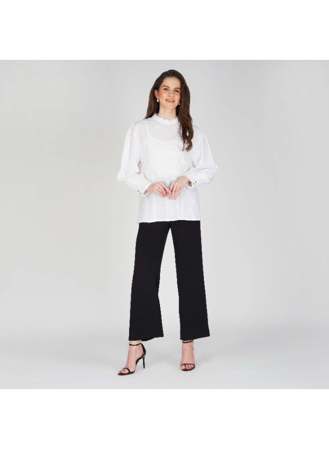 Linelle Soft Crepe Ladies Shirt – High Neck and Full Sleeves with Embroidery - Image 3
