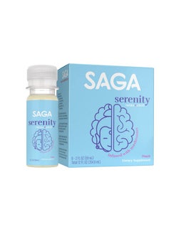 SAGA Serenity Kava Wellness Shots With Organic Lion Mane Cordyceps Chaga Reishi Adaptogens Functional Beverage To Support Relaxation Sleep Stress Vegan Gluten Free Peach 6 Pack  - Image 2