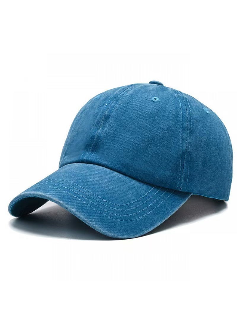 Generic - قبعة بيسبول كلاسيكية مغسولة للجنسين قابلة للتعديل باللون الأزرق البحري - Image 1