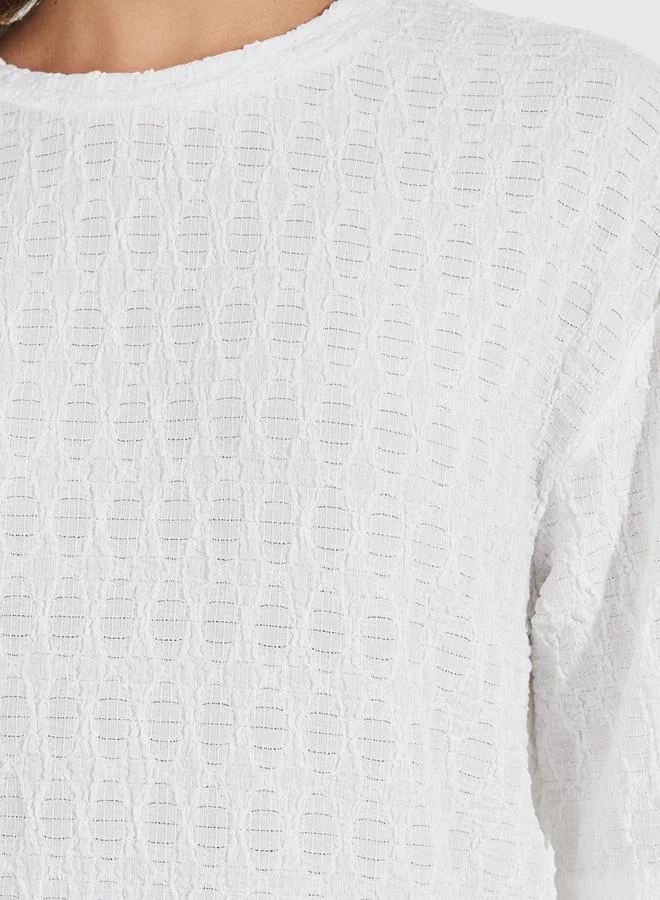 Styli Oversized Textured T-Shirt with Dropped Shoulder