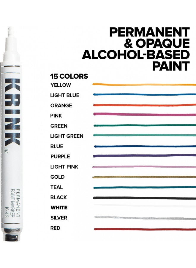 Krink K-42 White Paint Marker - Vibrant and Opaque Fine Art Paint Pen for Any Surface - Permanent Marker with Alcohol-Based Paint for Metal Glass Paper Painted Surfaces and More - Image 3