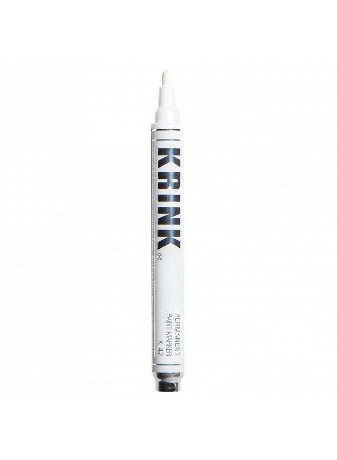 Krink K-42 White Paint Marker - Vibrant and Opaque Fine Art Paint Pen for Any Surface - Permanent Marker with Alcohol-Based Paint for Metal Glass Paper Painted Surfaces and More - Image 1