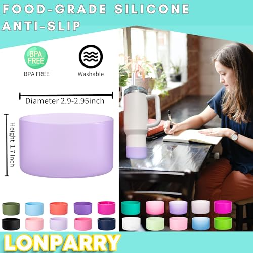 LONPARRY 2-Pack Silicone Boot for Stanley 40 30 oz Quencher Adventure Tumbler, Stanley IceFlow 30/20 oz, Stanley Cup Protector Accessories Anti-Slip Sleeve | Amthyest-Clear Purple - Image 2