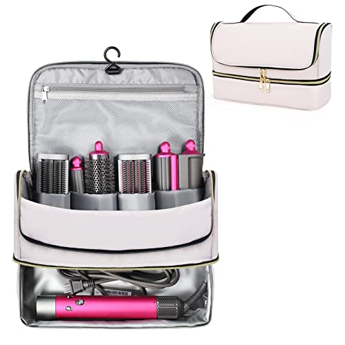 Pripher Double-Layer Travel Case for Dyson Airwrap, Shark Flexstyle Travel Carrying Case, Waterproof Portable Storage Bag for Dyson & Shark Hair Dryer/Styler/Airwrap/Attachments, Gift for Women (Pink) - Image 1