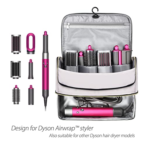 Pripher Double-Layer Travel Case for Dyson Airwrap, Shark Flexstyle Travel Carrying Case, Waterproof Portable Storage Bag for Dyson & Shark Hair Dryer/Styler/Airwrap/Attachments, Gift for Women (Pink) - Image 2