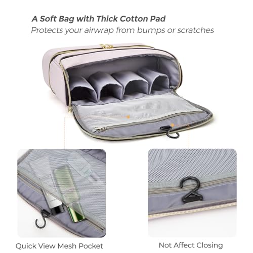 Pripher Double-Layer Travel Case for Dyson Airwrap, Shark Flexstyle Travel Carrying Case, Waterproof Portable Storage Bag for Dyson & Shark Hair Dryer/Styler/Airwrap/Attachments, Gift for Women (Pink) - Image 4