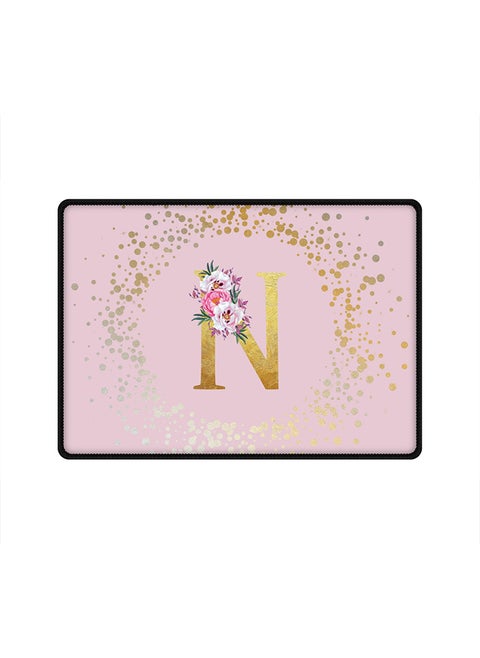 Designer Gaming Mouse Pad  Anti-Skid Mousepad Large Keyboard Mouse Pad Desk Mat Custom Monogram Initial Letter Floral Pattern Alphabet - N  (Pink)