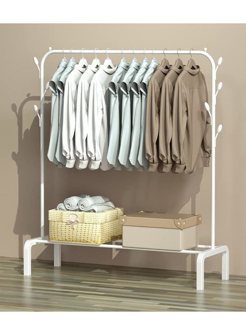 DubaiGallery Clothes Rail Heavy Duty Metal Garment Rack 1-Tier Clothing Hanger with Top Rod and Lower Storage Shelf Clothes Rack for Home Office Indoor  - Image 1