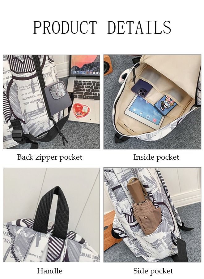 DUNISO School Backpack Large Capacity Multi-pocket Students Backpack School Bag Fashion Graffiti Book Bags Waterproof Wear-resistant Backpacks for Teen College Students Laptop Bag for Casual Travel - Image 3