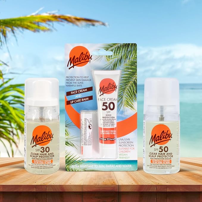 Malibu Sun Duo Pack SPF 50 Face Cream Sunscreen and SPF 30 Lip Balm Protection Water Resistant 2 Piece 40ml and 5g Pack of 2 - Image 4