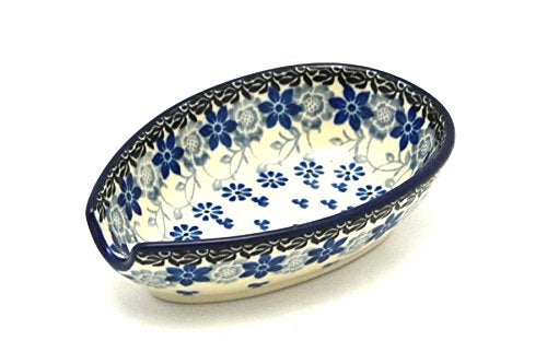 Polish Pottery Spoon Rest  Silver Lace
