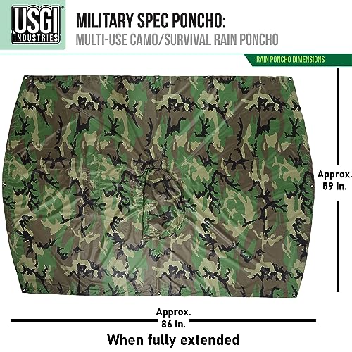USGI Industries Lightweight Tactical Ripstop Camouflage Rain Poncho for Hiking, Hunting, Survival - USGI Style - Image 3