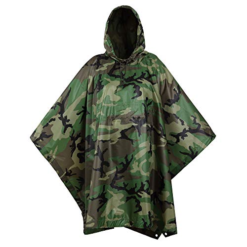 USGI Industries Lightweight Tactical Ripstop Camouflage Rain Poncho for Hiking, Hunting, Survival - USGI Style - Image 1
