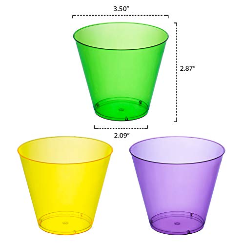 Party Essentials Hard Plastic 50 Count Party Cups/Tumblers, 9-Ounce, Mardi Gras Mix - Image 2