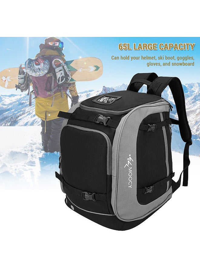 MOOCY - Large Capacity Ski Boot Bag 65L Ski Boot Travel Backpack for Ski Helmet Goggles Snowboard - Image 1