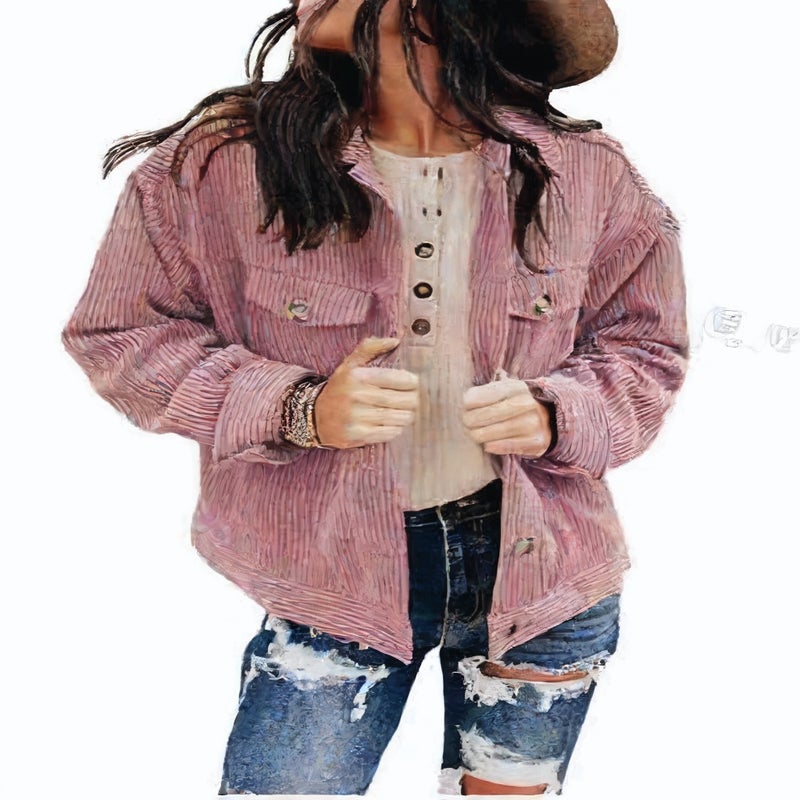 Women's Corduroy Open Front Jacket Loose Fit Cardigan Coat - Image 3