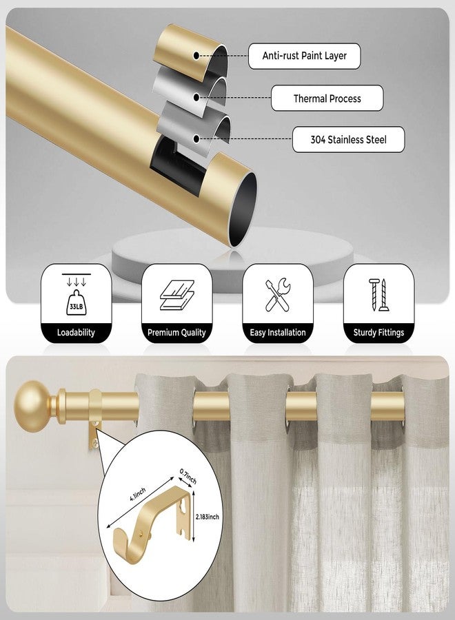 Wolistsa Gold Long Curtain Rods for Windows 66 to 120 Inch, Adjustable Heavy Duty 1" Diameter Decorative Curtain Rod with Gold Round Finials, Modern Easy Install Extendable Metal Drapery Pole Set - Image 5