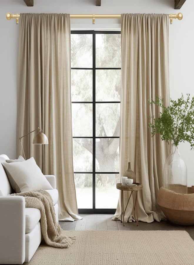 Wolistsa Gold Long Curtain Rods for Windows 66 to 120 Inch, Adjustable Heavy Duty 1" Diameter Decorative Curtain Rod with Gold Round Finials, Modern Easy Install Extendable Metal Drapery Pole Set - Image 2