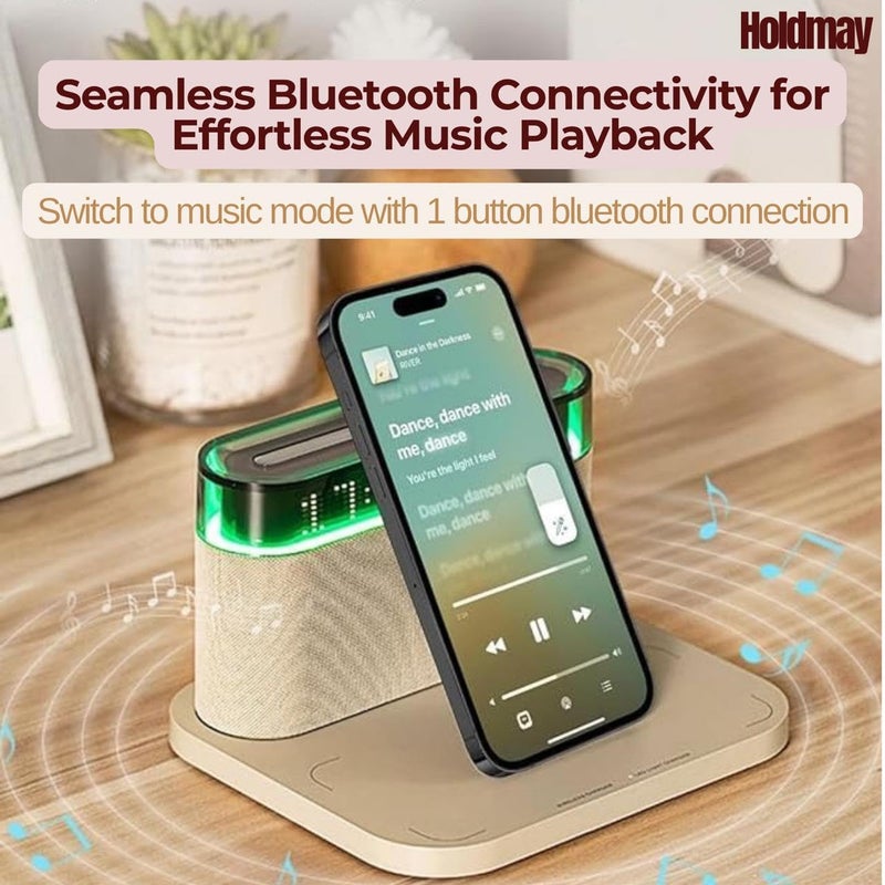 Holdmay Multifunctional LED Alarm Clock with Bluetooth Speaker Wireless Charger RGB Night Light USBC Charging 4 Color Options Perfect for Home Office and Bedroom Decor - Image 2