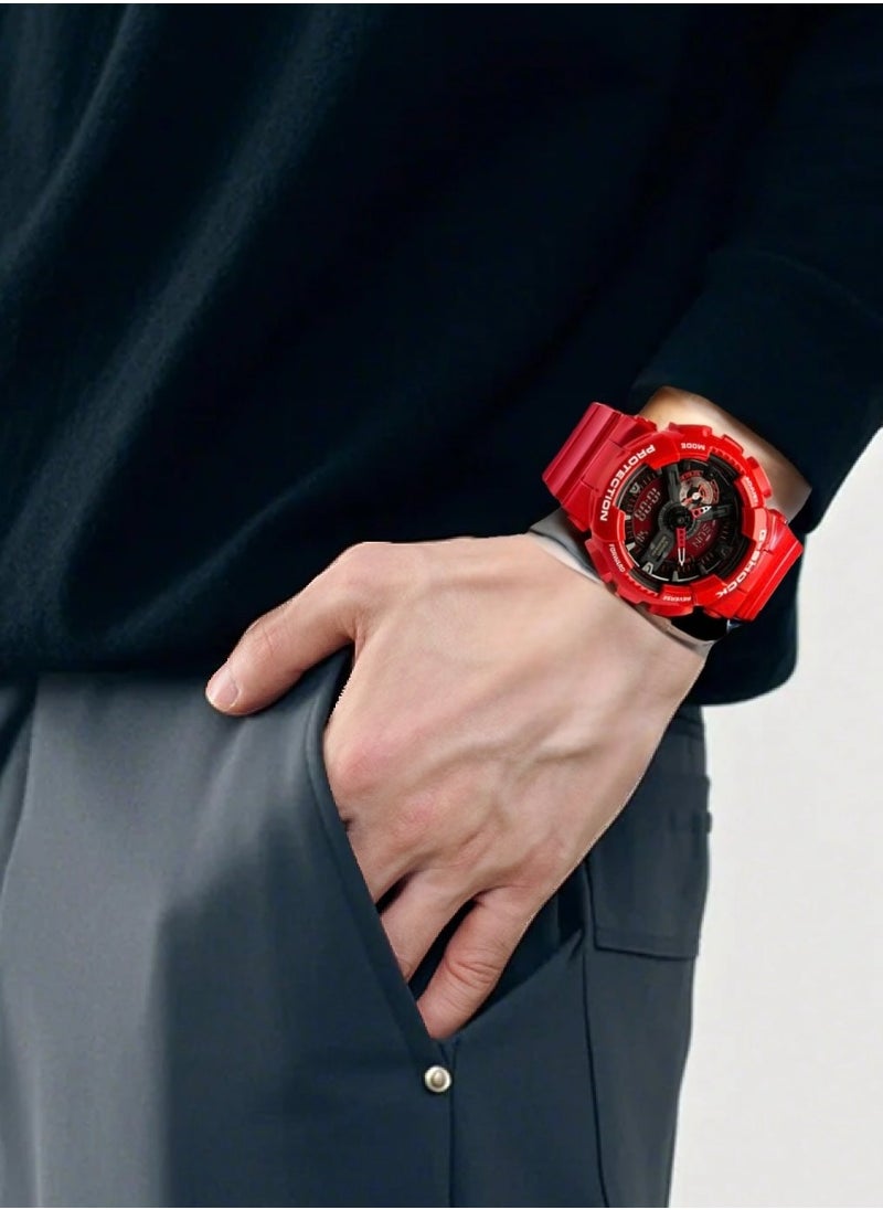 CASIO - CASIO Sports Waterproof and Shockproof Watch GA-110 Red - Image 1