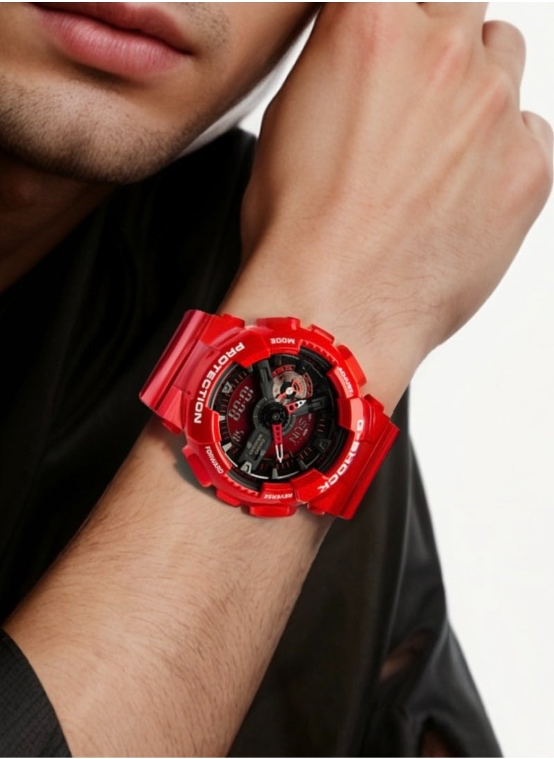 CASIO - CASIO Sports Waterproof and Shockproof Watch GA-110 Red - Image 1