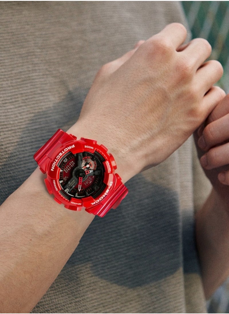 CASIO - CASIO Sports Waterproof and Shockproof Watch GA-110 Red - Image 1