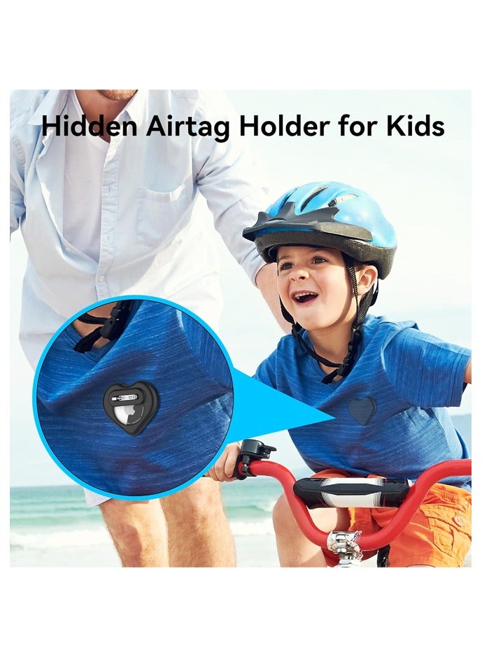 2 Pack Heart AirTag Holder for Kids, Hidden Silicone Case for AirTag Tracker for Kids with Invisible Pin, Anti Lost, Elderly, Luggage - Image 4
