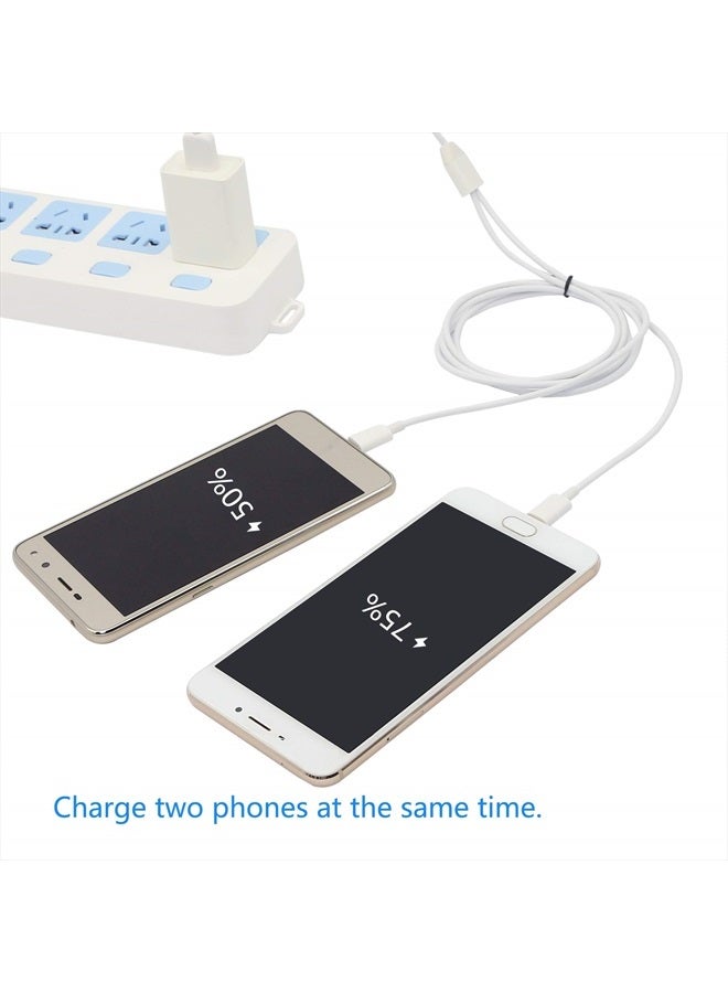 CERRXIAN 3Ft USB 2.0 Type A Male to 2 Micro USB Male Splitter Y Data Charge Connector Adapter Cable (White) - Image 5