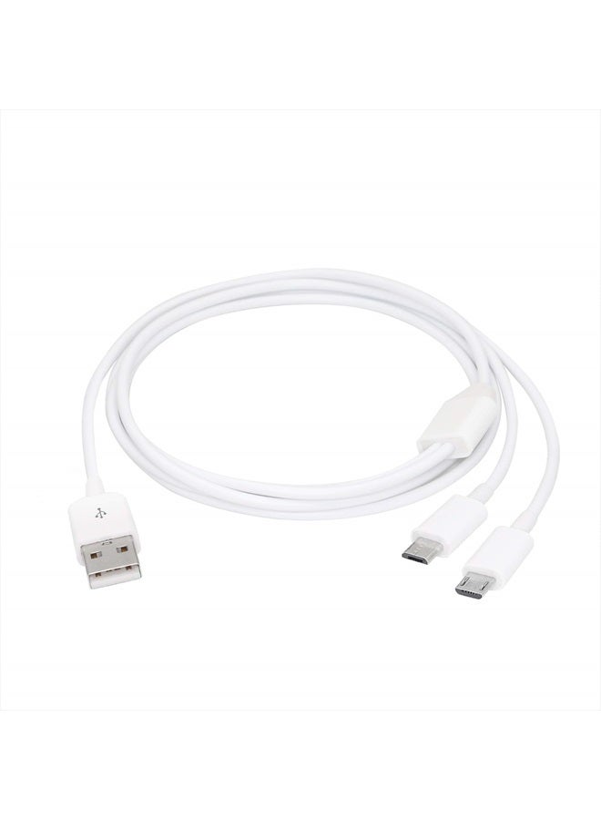 CERRXIAN 3Ft USB 2.0 Type A Male to 2 Micro USB Male Splitter Y Data Charge Connector Adapter Cable (White) - Image 3