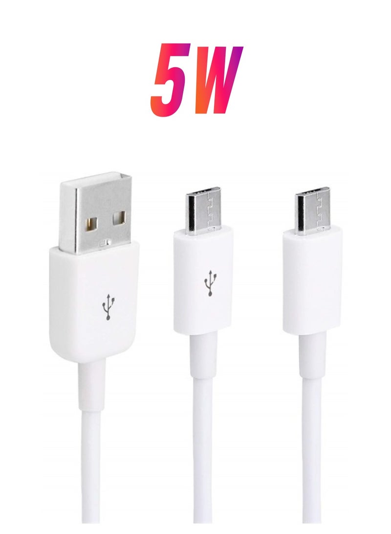 CERRXIAN 3Ft USB 2.0 Type A Male to 2 Micro USB Male Splitter Y Data Charge Connector Adapter Cable (White) - Image 1