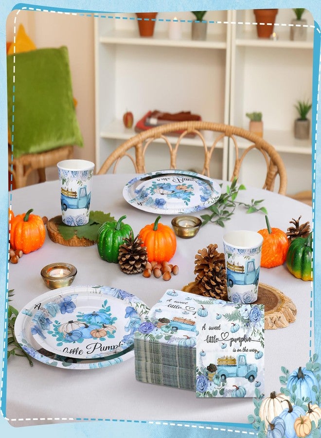 Hsei 250 Pcs a Little Pumpkin Plates and Napkins Party Decorations Disposable Tableware Sets Baby Shower Birthday Party Supplies Serves 50 Guests Dinnerware Baby Bridal Shower Favors - Image 4