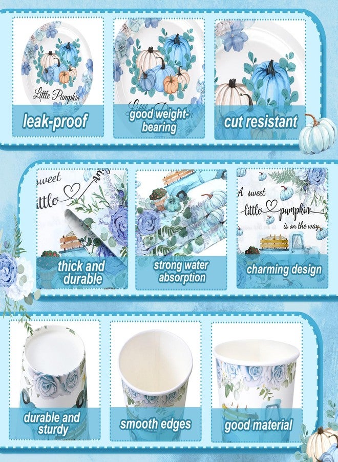 Hsei 250 Pcs a Little Pumpkin Plates and Napkins Party Decorations Disposable Tableware Sets Baby Shower Birthday Party Supplies Serves 50 Guests Dinnerware Baby Bridal Shower Favors - Image 5