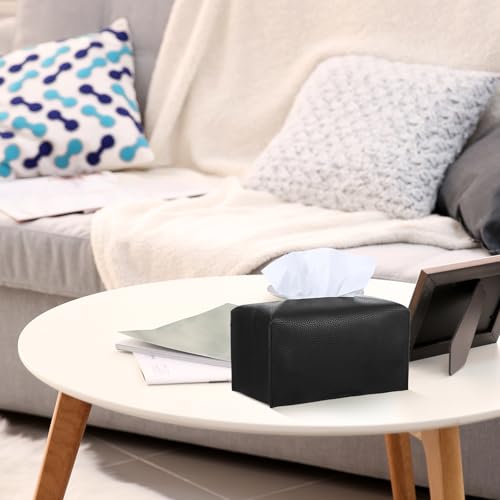 Lnngub Modern Rectangular PU Leather Black Tissue Box Cover - Image 5