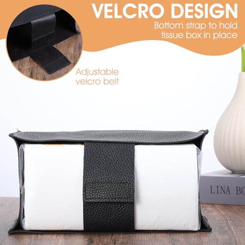 Lnngub Modern Rectangular PU Leather Black Tissue Box Cover - Image 3