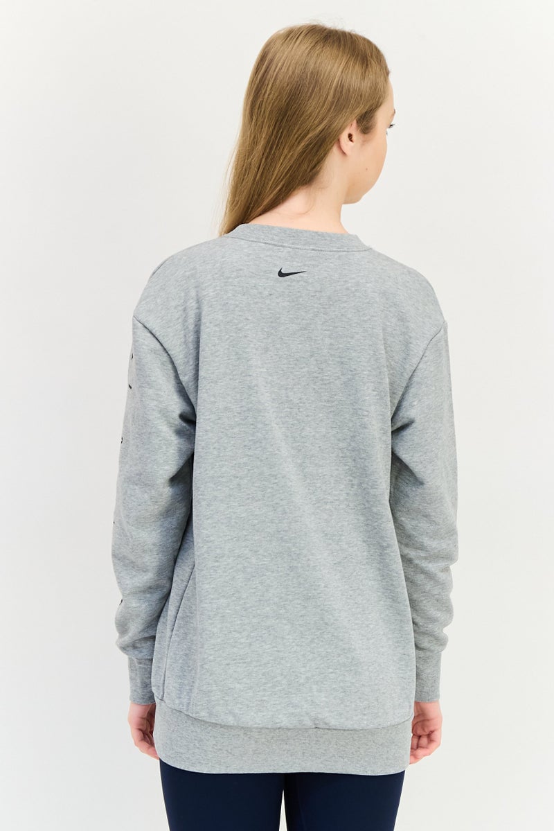 Nike Women Loose Fit Long Sleeve Training Sweatshirt, Grey - Image 3