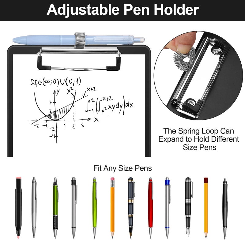 Meiikun Small Clipboard with Storage, A5 Clipboards with Pen Holder, Half Letter Clip Boards 6x9 Mini Plastic Clipboard with Low Profile Clip for Classroom, School, Office Supplies (Black) - Image 3
