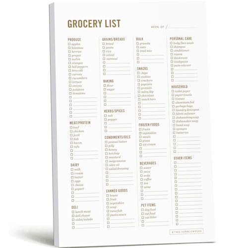 Two Tumbleweeds Grocery List Magnet Pad for Fridge - 6 x 9" - Grocery Shopping Checklist Notepad with Categories - 50 Sheets - Image 1