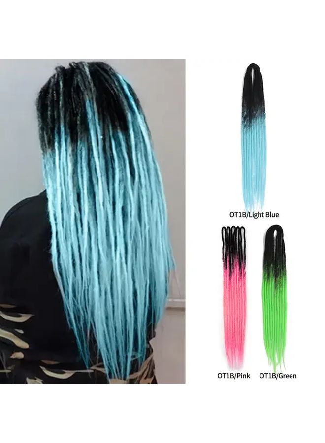 24 Inch Black To Sky Blue Wavy Braids Synthetic Double Head Boho Handmade Braids - Image 1