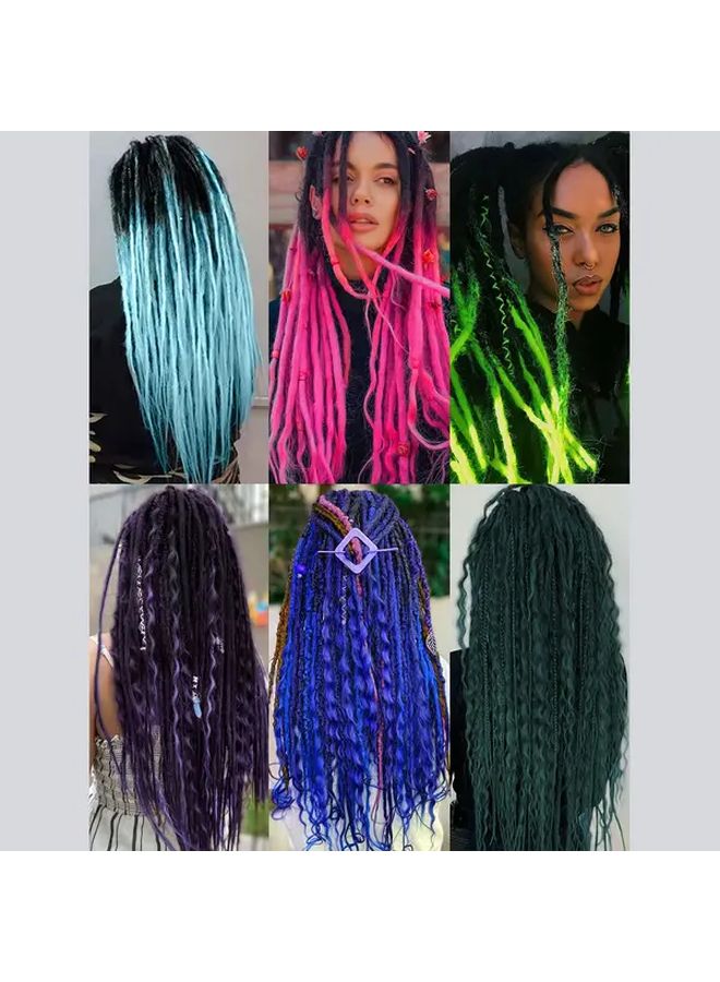 24 Inch Black To Sky Blue Wavy Braids Synthetic Double Head Boho Handmade Braids - Image 3
