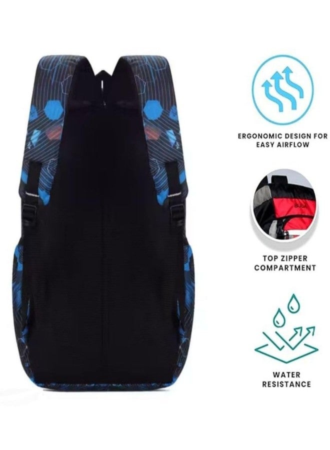 30L Waterproof Nylon Backpack with 16 Inch Laptop Sleeve, 4 Compartments, Ergonomic Straps, 2 Bottle Holders - School, College, Office & Travel Bag for Men and Women (Blue) - Image 3