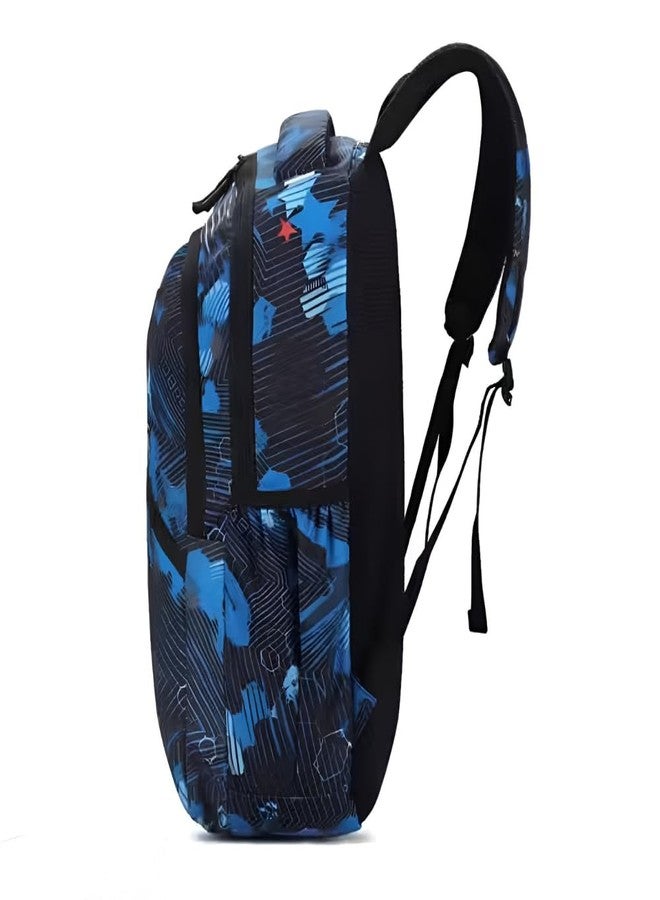 30L Waterproof Nylon Backpack with 16 Inch Laptop Sleeve, 4 Compartments, Ergonomic Straps, 2 Bottle Holders - School, College, Office & Travel Bag for Men and Women (Blue) - Image 2
