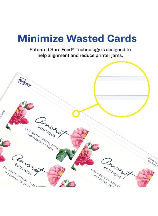 AVERY بطاقات عمل قابلة للطباعة، طابعات نفث الحبر، 200 بطاقة، 2 × 3.5، حافة نظيفة، وزن ثقيل، نسيج كتان (8873)، أبيض - Image 5
