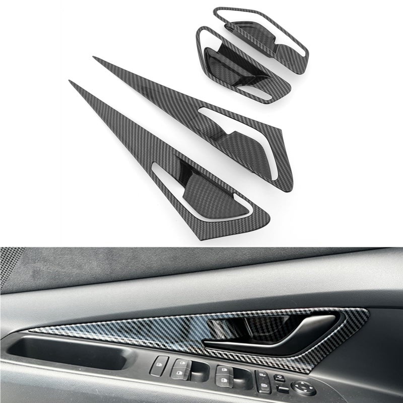 JUIVEEL Carbon Fiber Style Interior Door Panel Molding Trim Door Covers Compatible with Hyundai Elantra Hyundai Elantra N Line CN7 Automotive Accessories