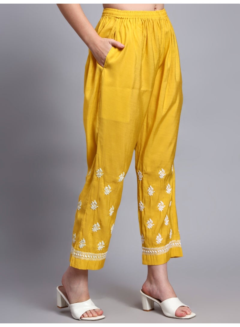 Alaya Hand Embroidered Chikankari Chanderi Kurta Set-AL4089KS - Image 4